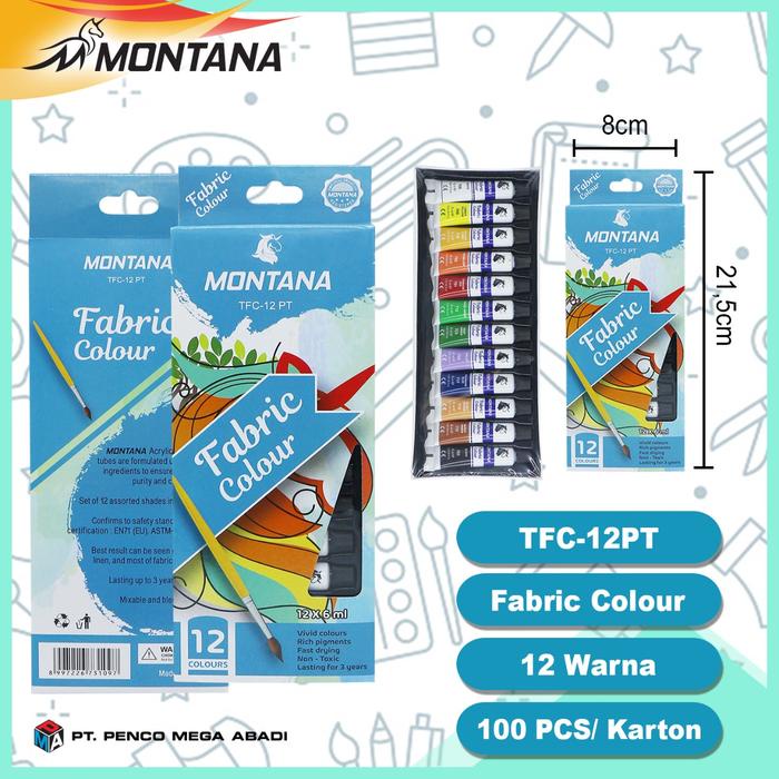 

langsung order saja] cat kain fabric color kaos sepatu montana 12 warna 6 ml