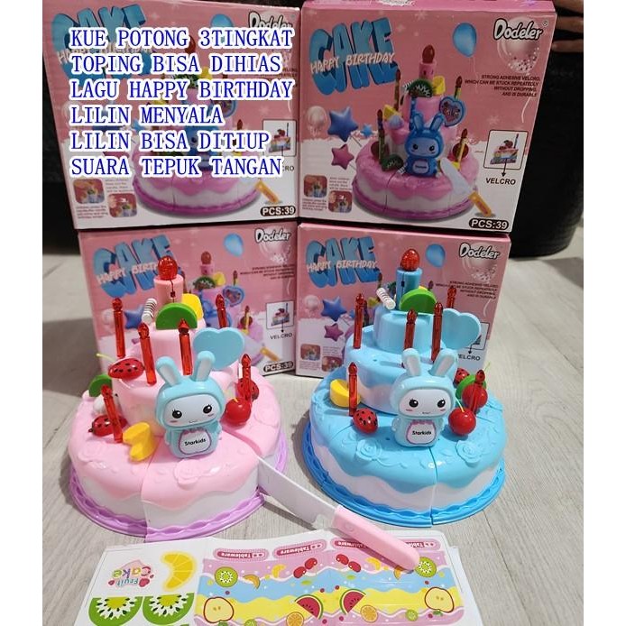 SALE TERHOTT MAINAN BIRTHDAY CAKE KUE ULANG TAHUN 3TINGKAT TIUP LILIN READYY