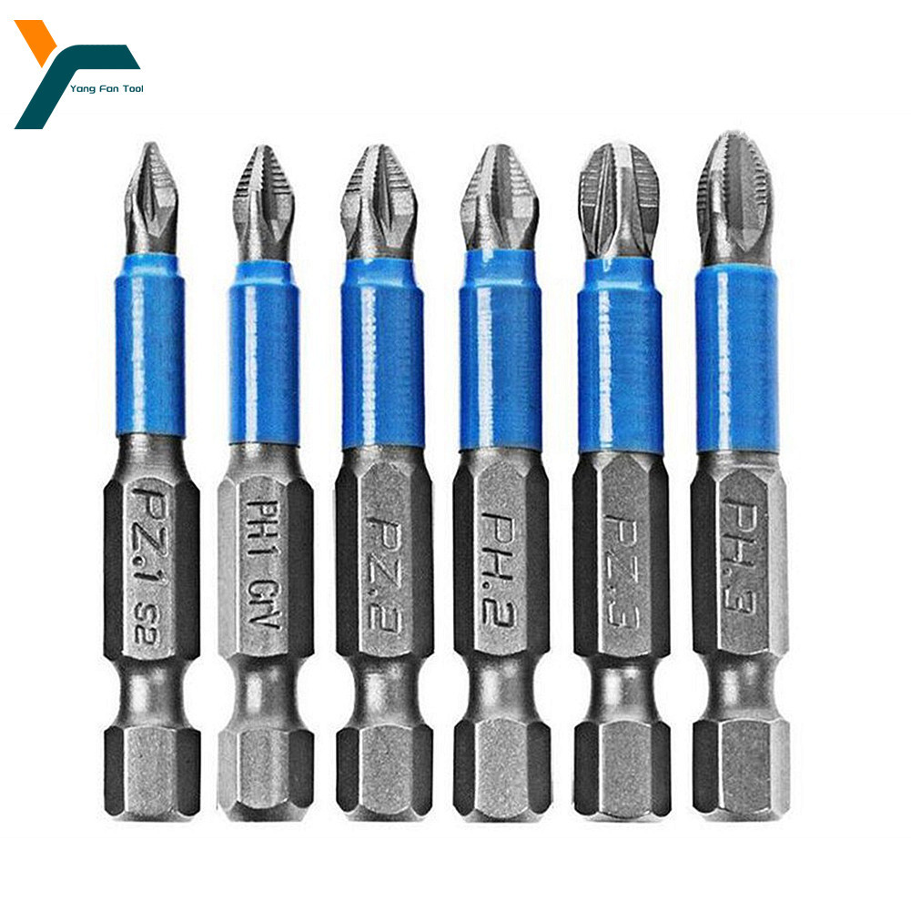 6Pcs Phillips Screwdriver Bit 50Mm 1/4" Hex Shank Pozidive Drill Bit Ph1 Ph2 Ph3 Pz1 Pz2 Pz3
