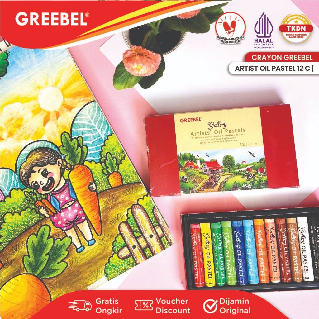 

GREEBEL Crayon Artist 12 Warna / Krayon Artist Oil Pastel 12 Warna / Crayon Greebel