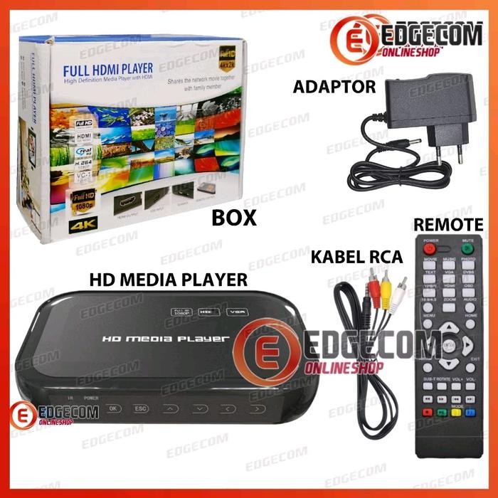 Hdmi Media Player Full Hd 1080P Pemutar Video, Mp3, Photo Hdmi Rca Tv Tabung / Lcd Flash Disk Hdd -