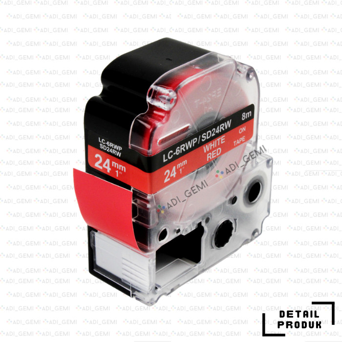 

Compatible TAPE Cartridge EPSON LC-6RWP SD24RW WHITE ON RED 24MM X 8M