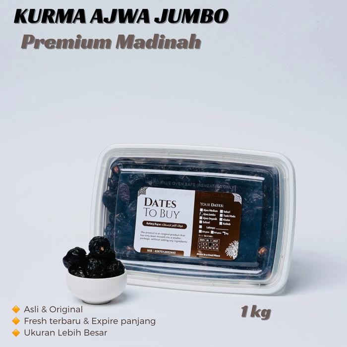 

BisaInstan- KURMA AJWA JUMBO 1kg Repack Aliyah Dates Organik Nabi Ajwah Besar Prem