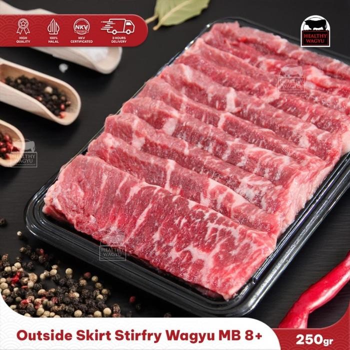 

Kirim,HariYgSama- Outside Skirt Wagyu Beef Stir-fry Yakiniku Barbecue Daging Sapi Wagyu Australia Halal