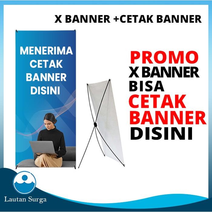 Mntb" Stand Banner X Banner Plus Cetak Flexi / Albatros (Free Desain)