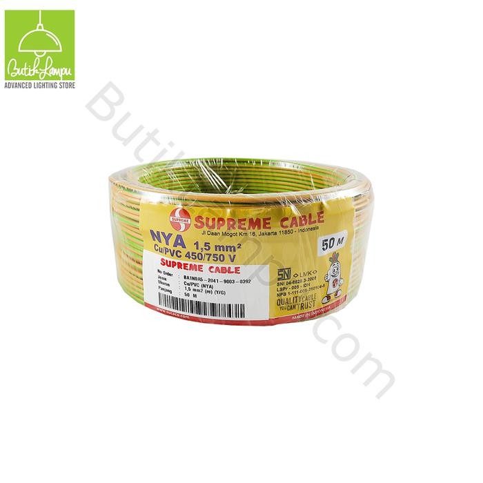 KABEL LISTRIK TUNGGAL 1.5MM SUPREME NYA KUNING (ROLL 50M)