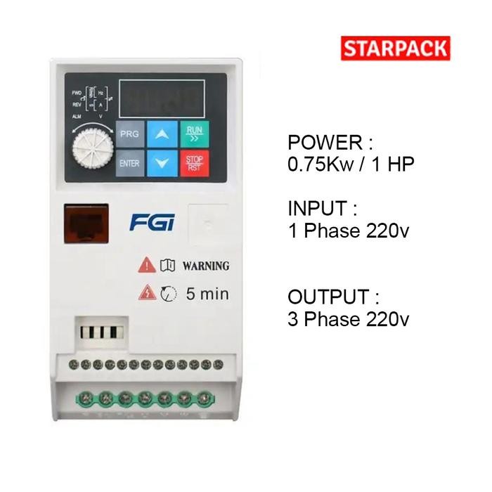 JT READY INVERTER VFD FGI FD100M 0.75KW/ 1HP INPUT 220V 1 PHASE