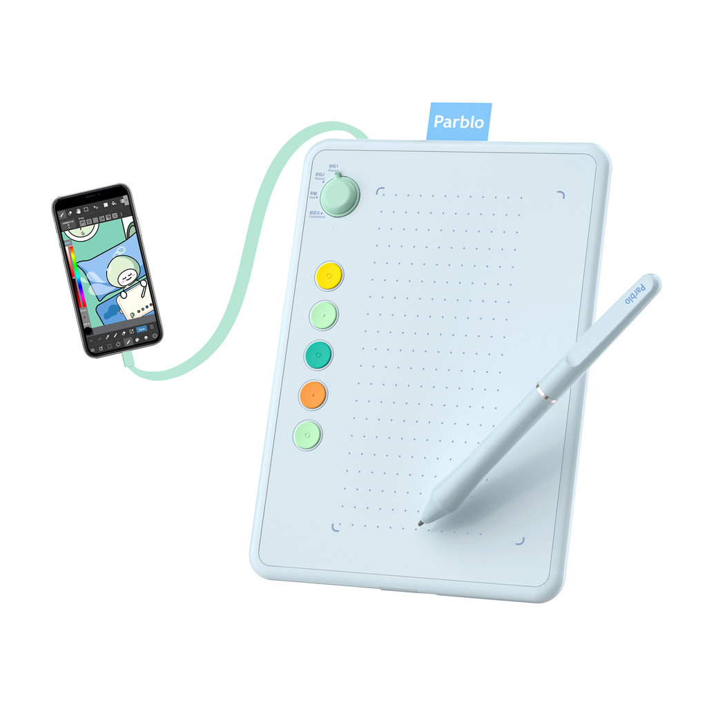 

Parblo Ninos Q 6.43.5 Graphic Drawing Tablet 8192 Pressure Digital Drawing Tablet 5 Express Keys For