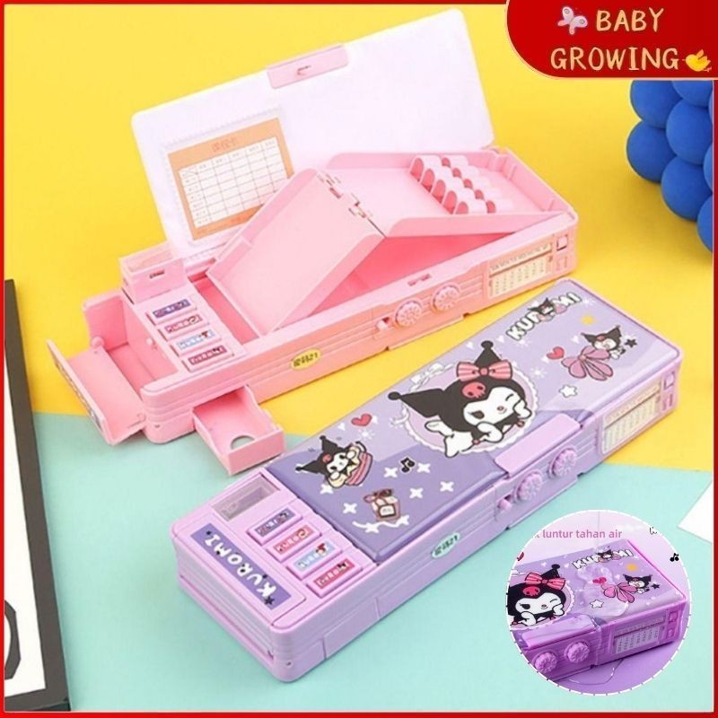 

Gaya Baru Kuromi Kotak Alat Tulis Kunci Kode Multifungsi Kotak Pensil Anak Perempuan Sanrio Dua Sisi