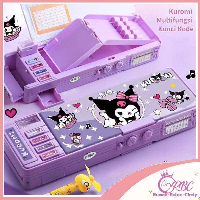 

[Penjual Lokal] Kotak Pensil Password Kartun Kuromi Termasuk Rautan Pensil Kotak Alat Tulis Lapis
