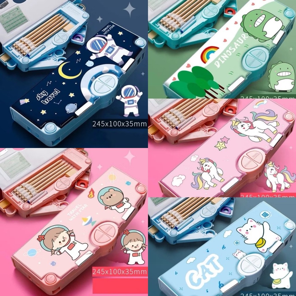 

Kotak Pensil Mekanik Serbaguna Anak Sekolah Mekanik Multifungsi Fullset Penggaris Gunting Original