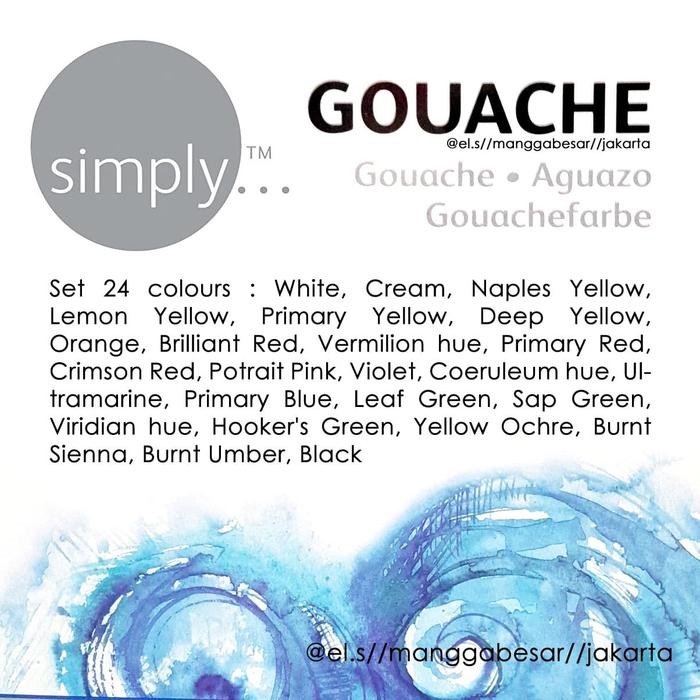 

ready stok daler-rowney simply gouache set 24 warna (12 ml) original