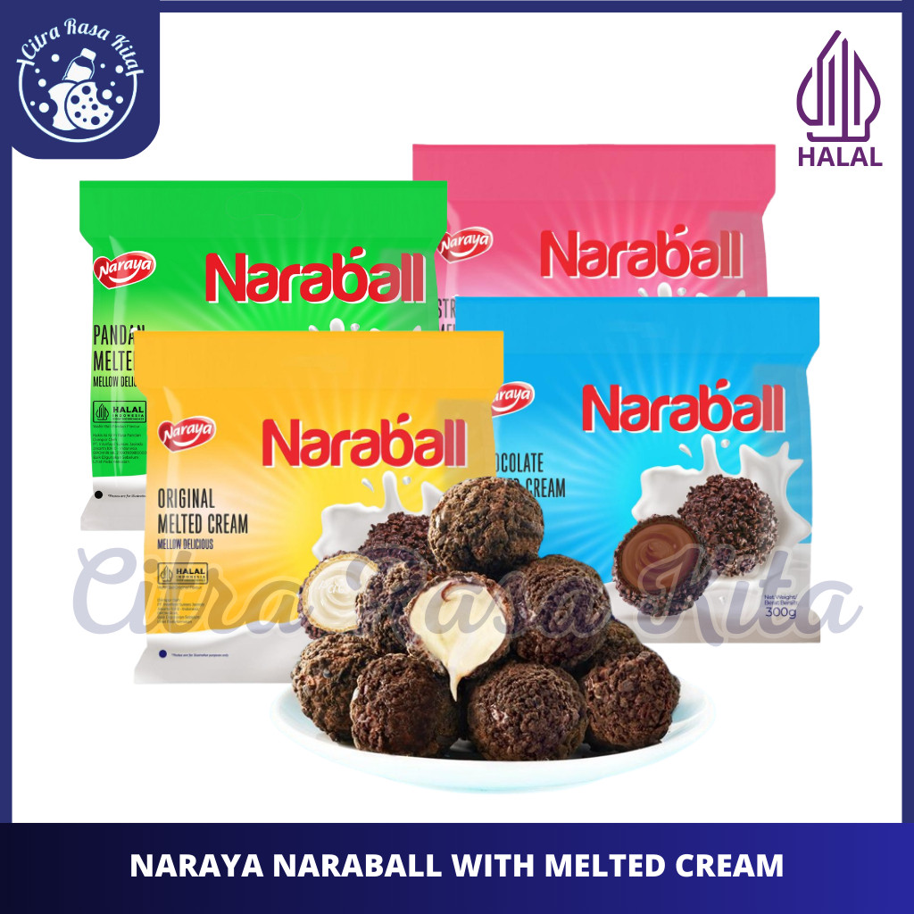 

Halal Naraya Naraball Wafer Melted Cream Rasa Orinal, Chocolate, Strawberry & Pandan 300gr
