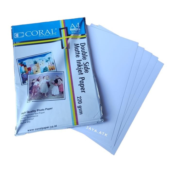 

KERTAS FOTO A4 INKJET DOUBLE SIDE 2 SISI 220 GSM 10 LBR PHOTO PAPER