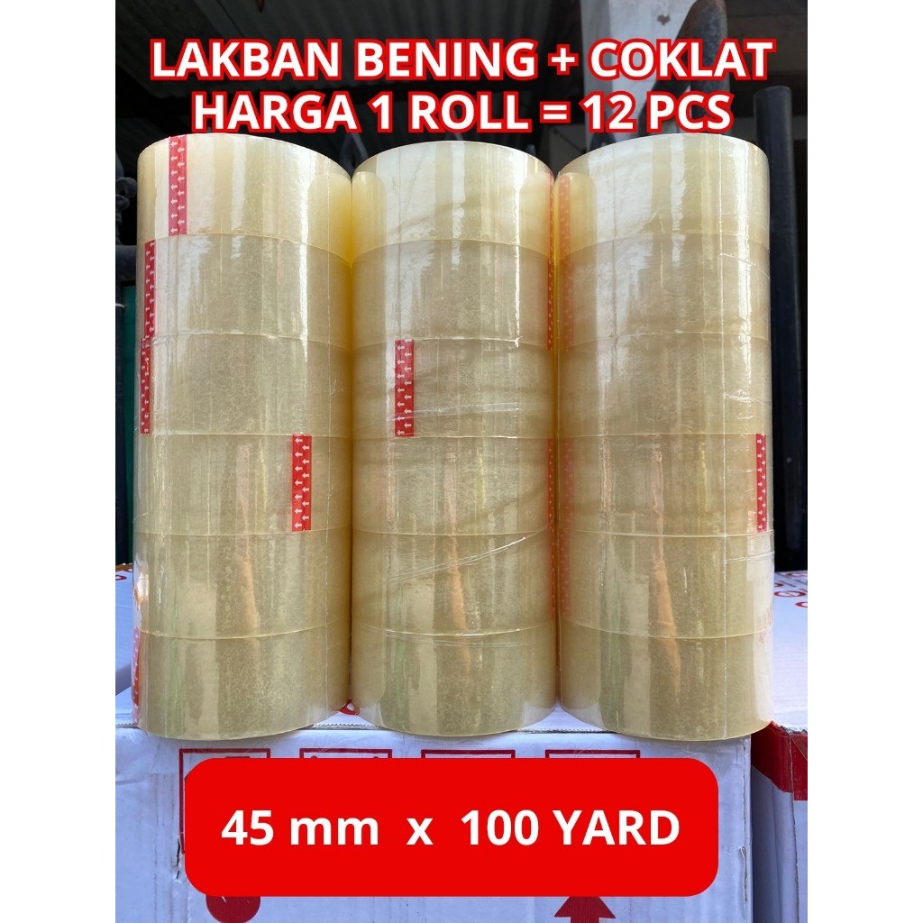 

Lakban Bening Coklat Ukuran 100 yard x 45 mm - 1 ROLL 6 PCS
