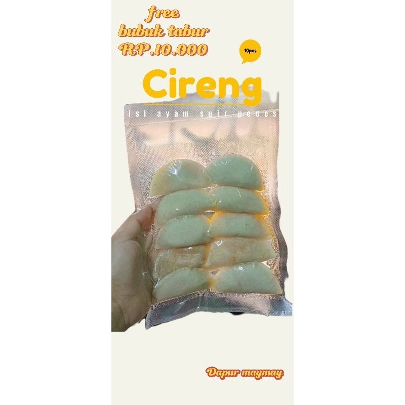 

Cireng isi ayam suir pedas Daun jeruk + GRATIS' bubuk tabur balado (isi 10pcs) cireng isi cireng isi