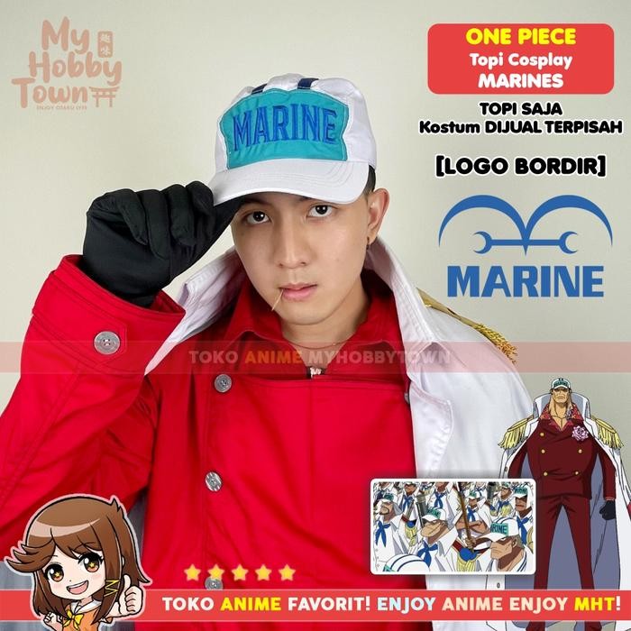 Topi Cosplay Anime One Piece Marine Admiral Akainu Aokiji Kizaru #Gratisongkir