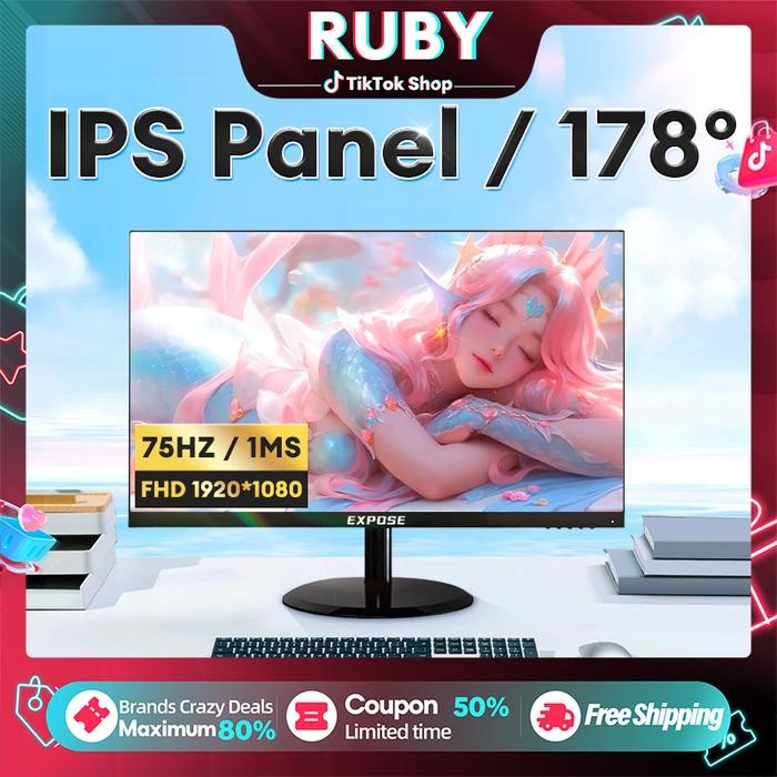 Monitor pc komputer 24 inch monitor gaming Panel IPS Kecepatan Re Tinggi HDMI/VGA 1M/S Garansi Resmi