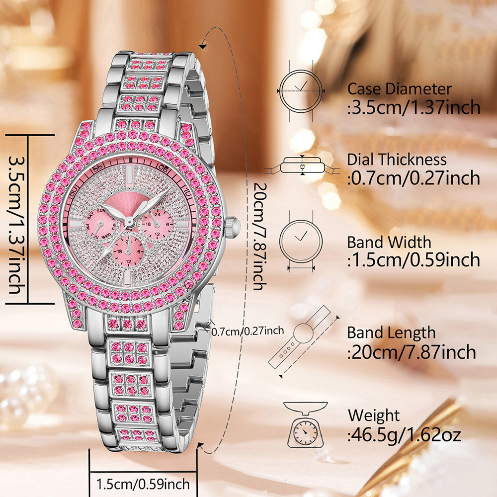 IMPORT PINK WATCH WOMEN'S BRACELET NECKLACE JEWELRY SET ELEGANT FASHION WATCH WOMEN'S CASUAL WATCH