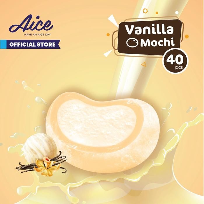 

NewZbgt- Aice Ice Cream Mochi Vanilla Es Krim (1 karton = isi 40 pcs) Eskrim