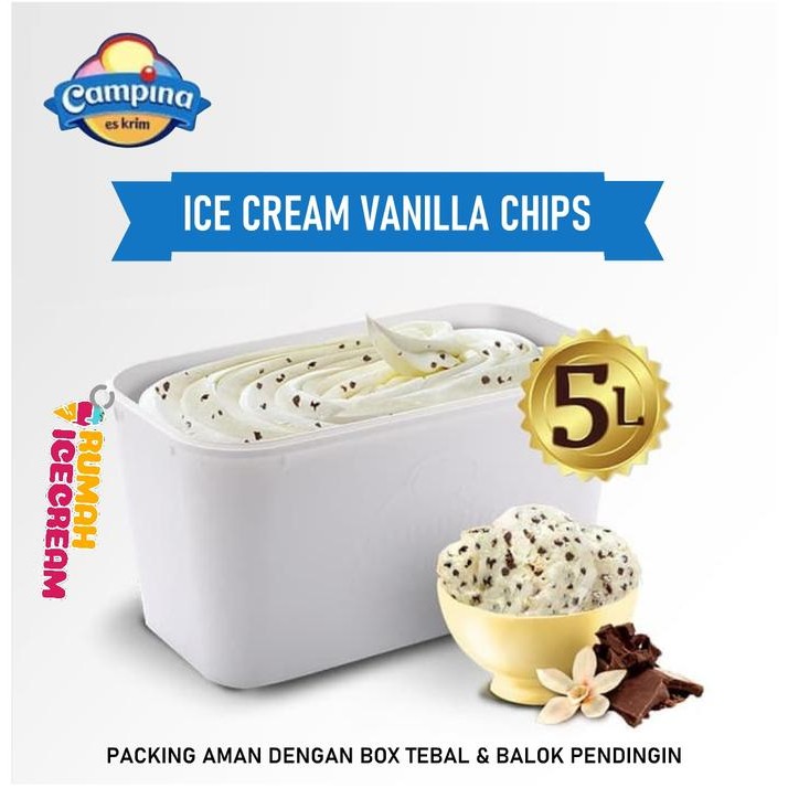 

NewZbgt- Ice Cream Vanilla Chips 5 Liter Campina