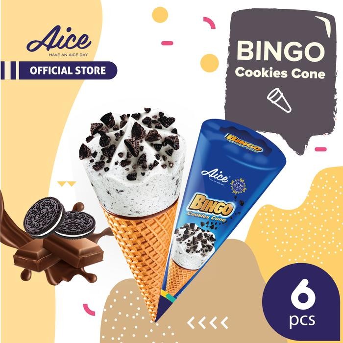 

NewZbgt- Aice Bingo Cookies Cone isi 6 pcs eskrim