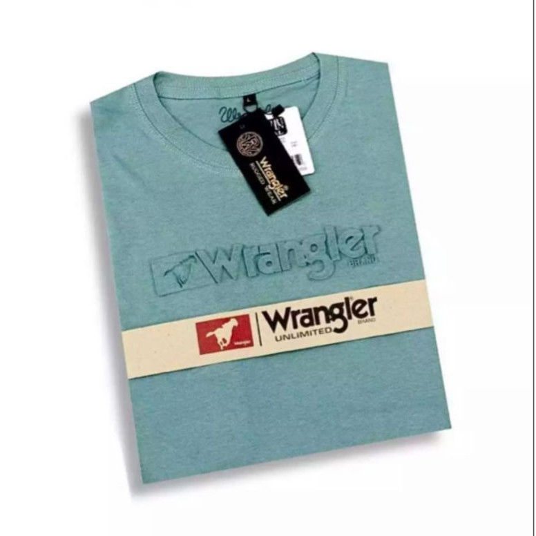 T-Shirt Wrangler Embos Dusty Green l Kaos Wrangler Sablon Timbul Size Jumbo DEWASA M - XXL Premium