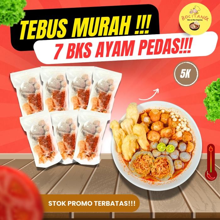 

NewZbgt- PAKET 7 PCS BASO ACI AYAM SUWIR PEDAS SUPER HEMAT BOCITANG HOTPOT INSTAN Kaldu Seblak Kuah