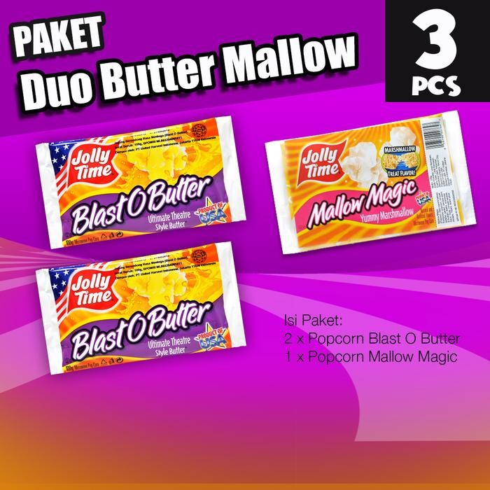 

NewZbgt- Paket Duo Butter Mallow (2BOB, 1MM) - Jolly Time Mircowave Popcorn