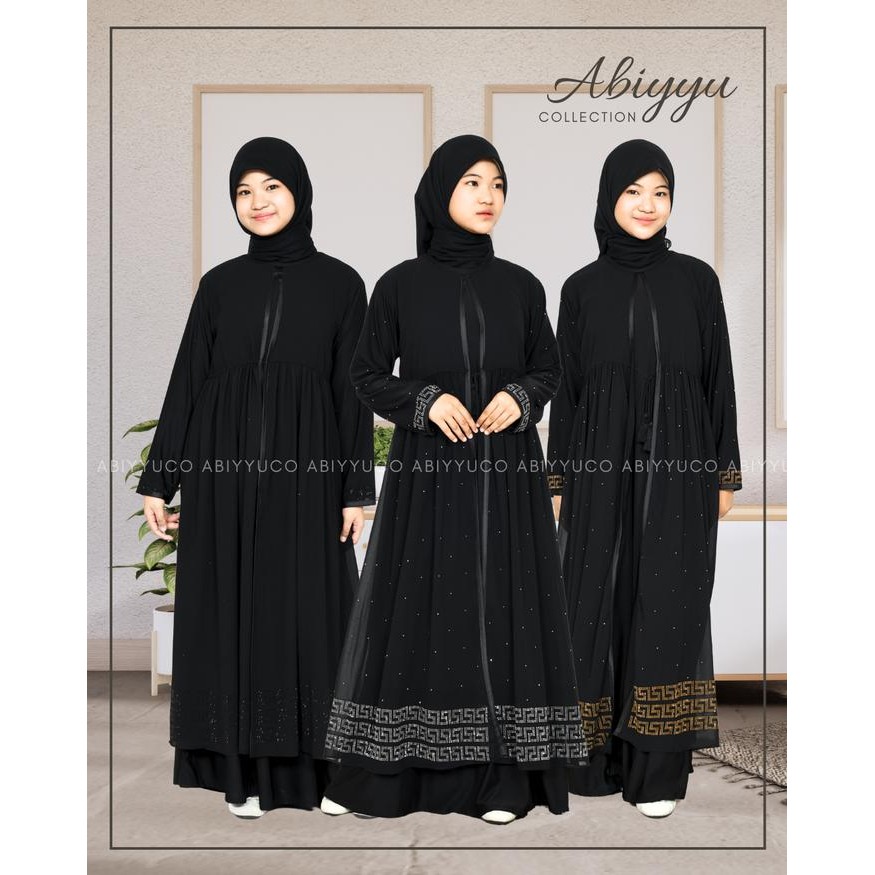 Hijara- Abiyyuco TA9060A Abaya Turki Hitam Anak Perempuan Baju Gamis Turkey Remaja Tanggung Bahan