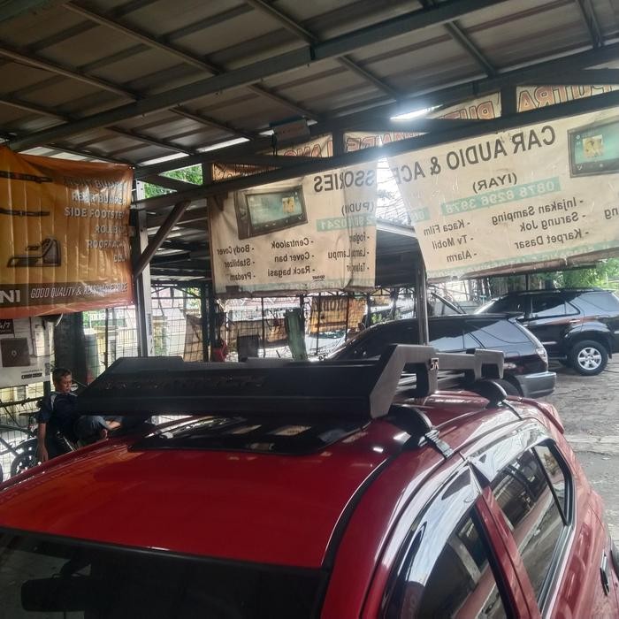 Ready Roofrack bagasi atas mobil Toyota calya+cross bar merek Rhino