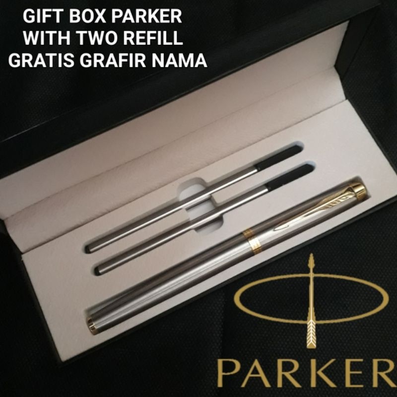 

UM1 Giftset Pen Hampers Bollpoint Mewah Parker Gift Box Exlusive With Two Refill Gratis Grafir Nama.