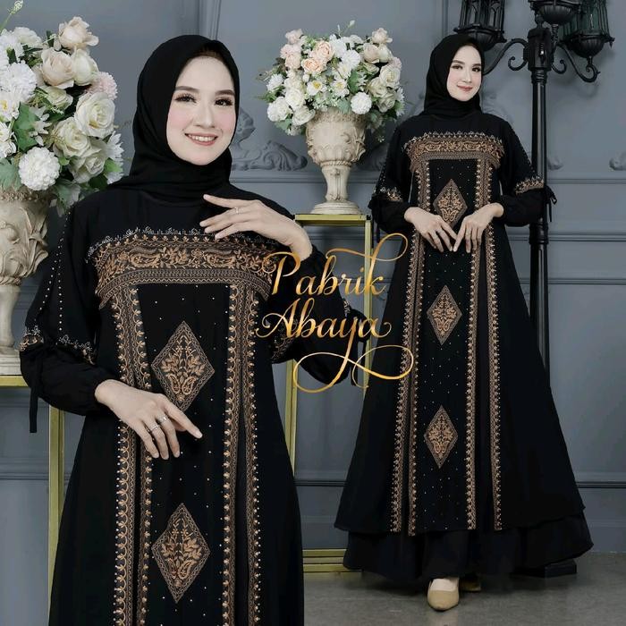 Layali- Gamis Abaya Turkey 5094 Hitam Bordir Payet by Pabrik Abaya ceruty muslim arab turki Dress