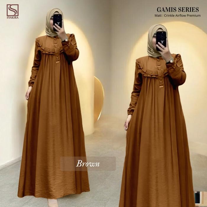 Layali- Gamis Lebaran 2025 Bahan Crinkle Airflow Premium Dress Muslim Panjang Motif Renda