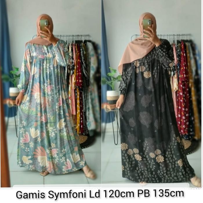 Layali- Gamis Simfony Homedress Daily Ld 120cm Bahan Rayon Pre