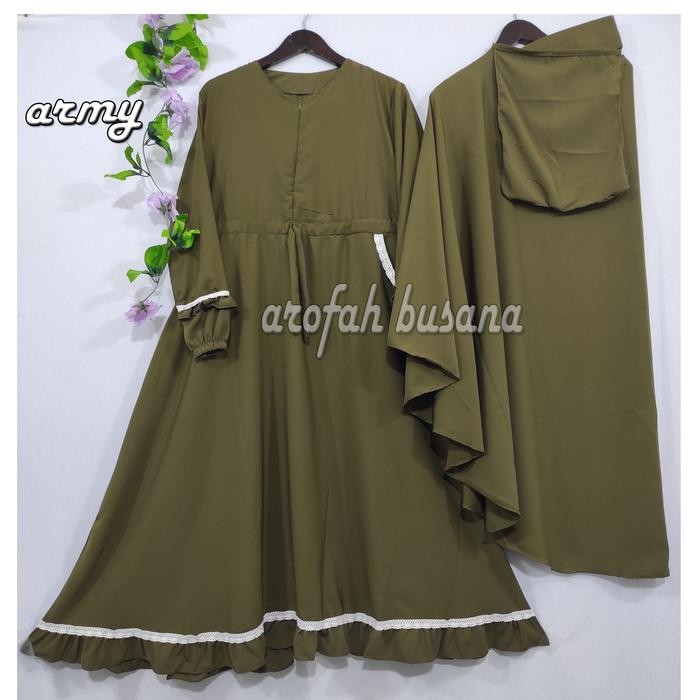Layali- GAMIS WOLFIS SYAR'I SET HIJAB CADAR AROFAH
