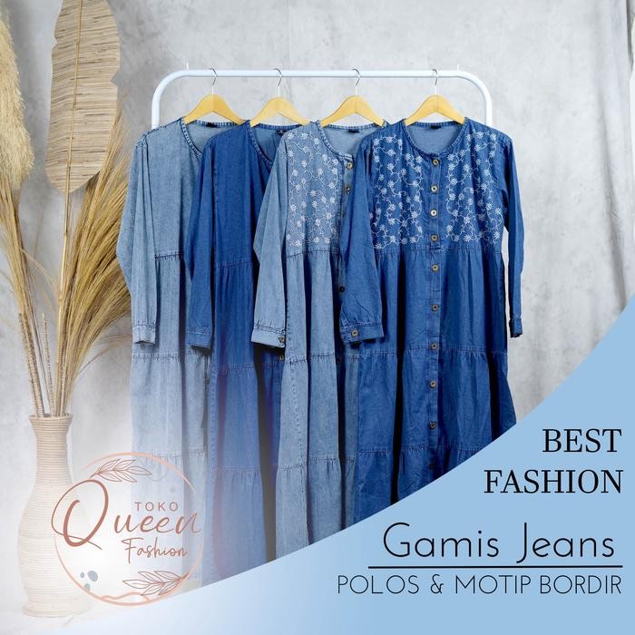 Layali- GAMIS DRESS WANITA / GAMIS JEANS PREMIUM muslim variasi Linen Maxi Dewasa Remaja Crinkle