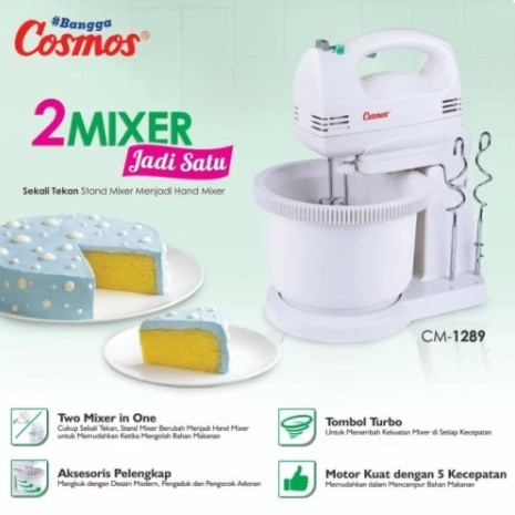IK Mixer Com Cosmos CM 1289 Stand Mixer Cosmos 1289 Mixer Duduk Cosmos CM-1289 Mixer Turbo