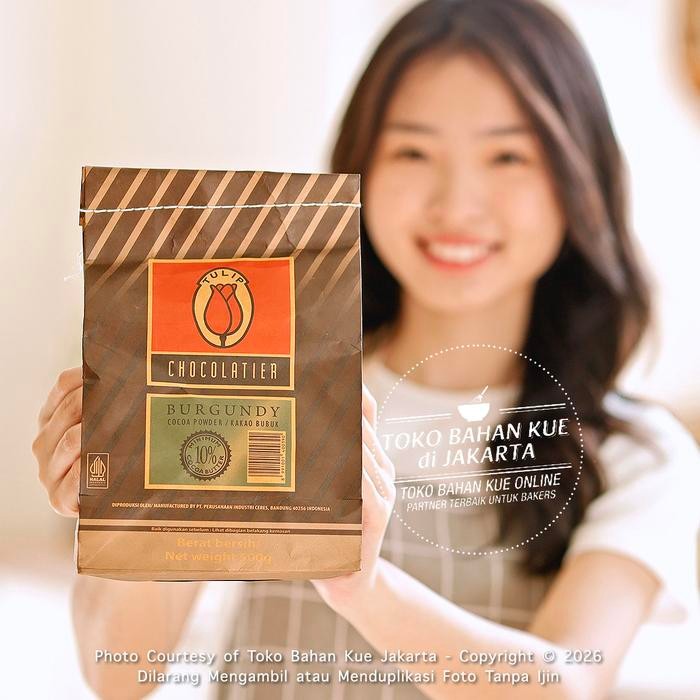 

Tulip Burgundy 500gr Pack ASLI Pure Cocoa Powder Chocolate Coklat Bubuk Cokelat Murni 100%