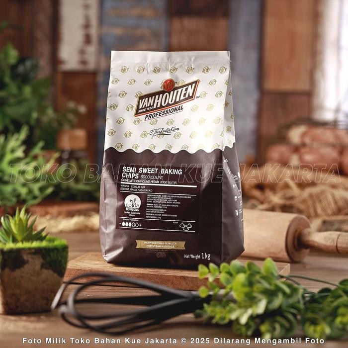 

Van Houten - Choco Chip Semi Sweet 1kg Asli Chocolate Compound Chocochips Cokelat Baking Chip
