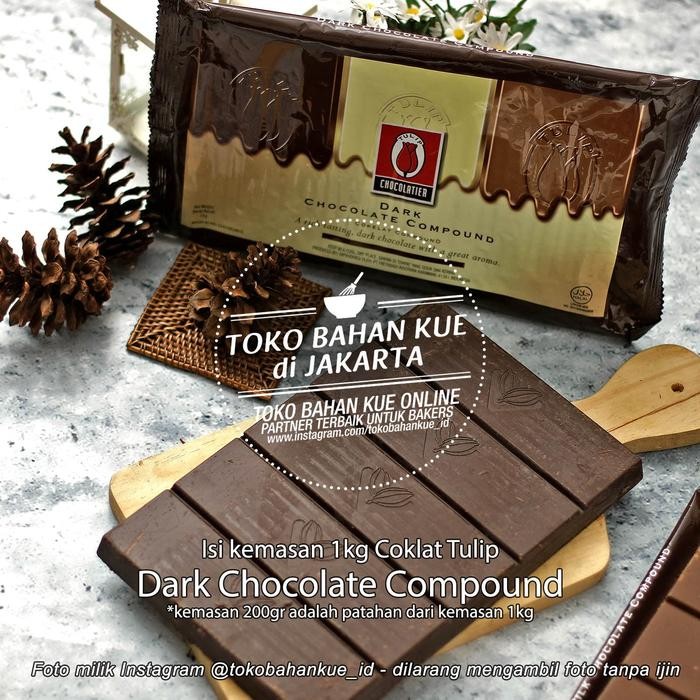 

Tulip Dark Chocolate 200gr Coklat Murah Enak Cokelat Batang Compound
