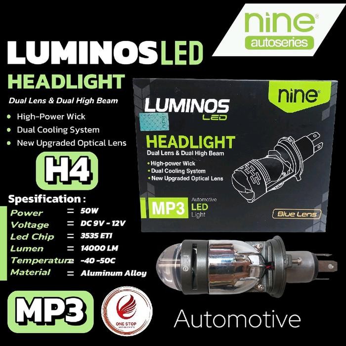 LAMPU LED MINI PROJECTOR ASLI LUMINOS LED H4 MP3 MINI HEAD LIGHT ORIGINAL ORI NINE