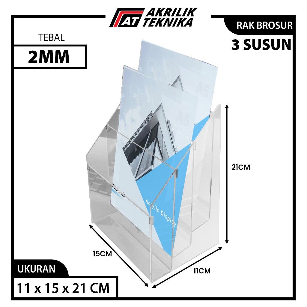 

Rak Brosur Akrilik Display Menu - Ukuran A5 3 Susun
