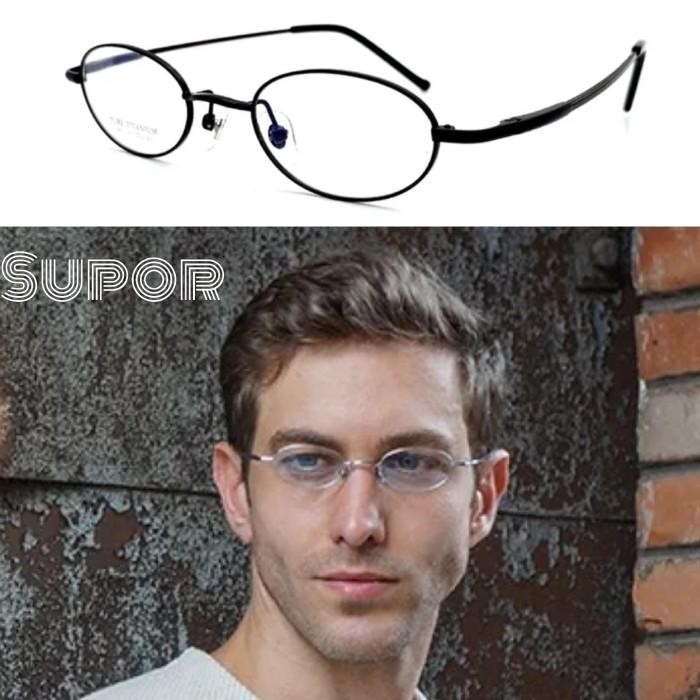 Terbaik Ff53 Oval Full Frame Kacamata Titanium Pria Wanita Buat Minus Tinggi