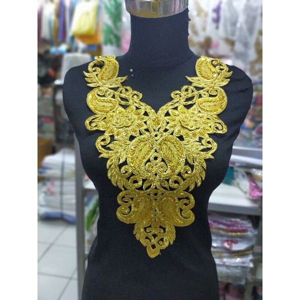 Kerah Bordir V Full Payet Mas