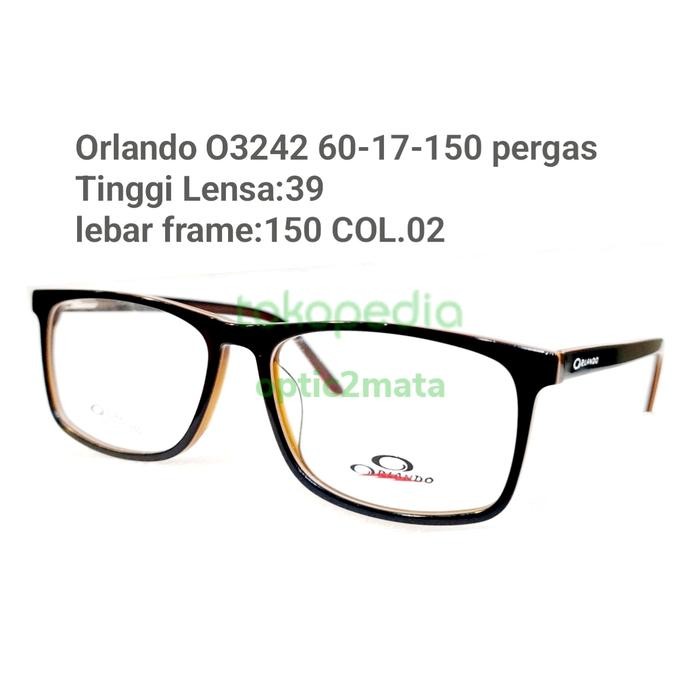 Paling Murah Frame Kacamata Size Lebar Orlando O3242 60-17-150 Kaki Pergas