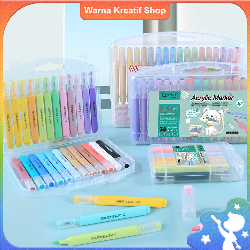 

UM1 Giorgione Acrylic Marker SET waterbase Body Bentuk Segita Round Tip Spidol Akrilik Macarons