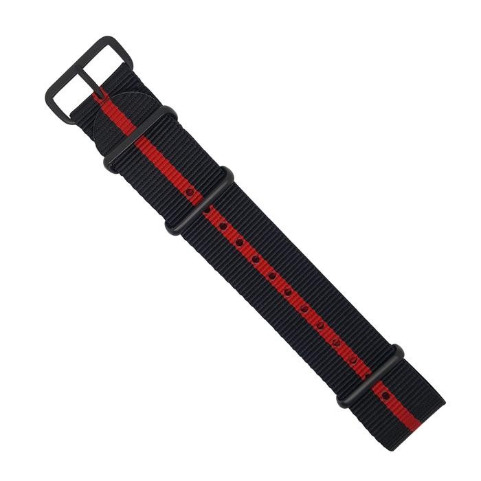 Spesial 22 Mm - Nato Strap - Pvd Buckle - Black Red Center [Tali Jam Tangan]