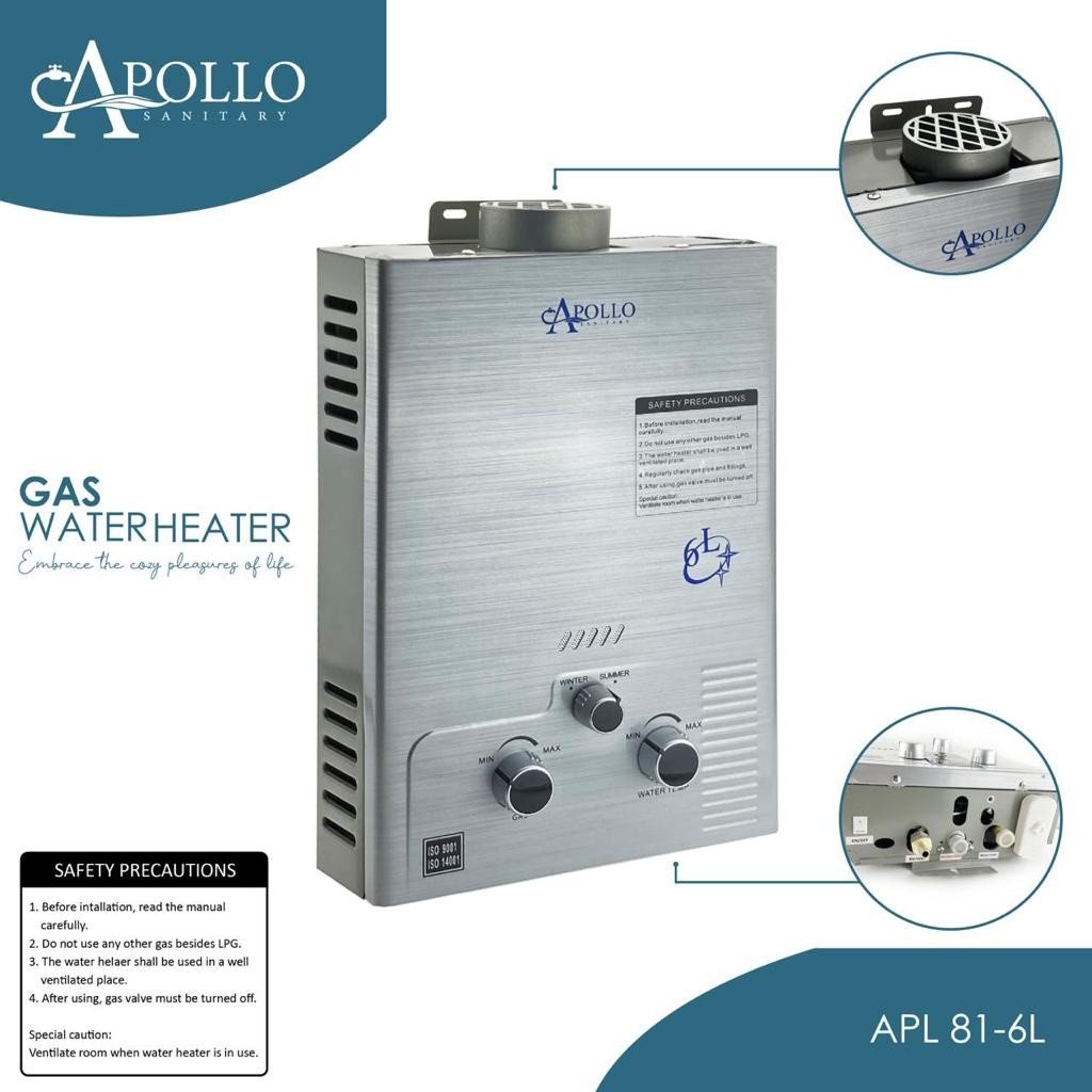 APOLLO APL 81-6L/WATER HEATER GAS LPG -ORIGINAL GARANSI RESMI
