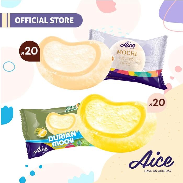 

EatFr3sh- Paket Aice Mochi Duo C (isi 20pcs Vanila dan 20 pcs Durian)
